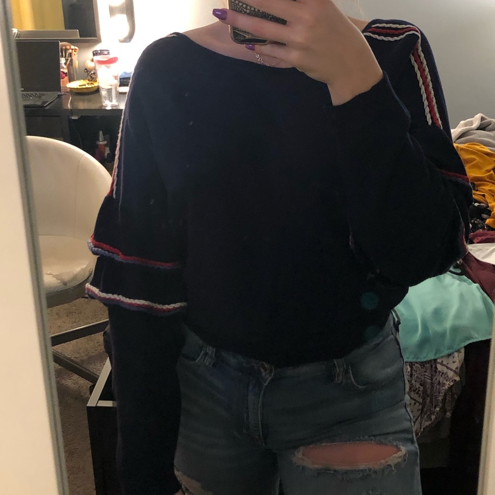 Navy, Red, and Blue winged top